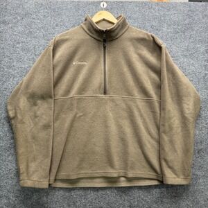 Columbia Fleece Pullover Men's Size L Tan Quarter Zip Casual Warm